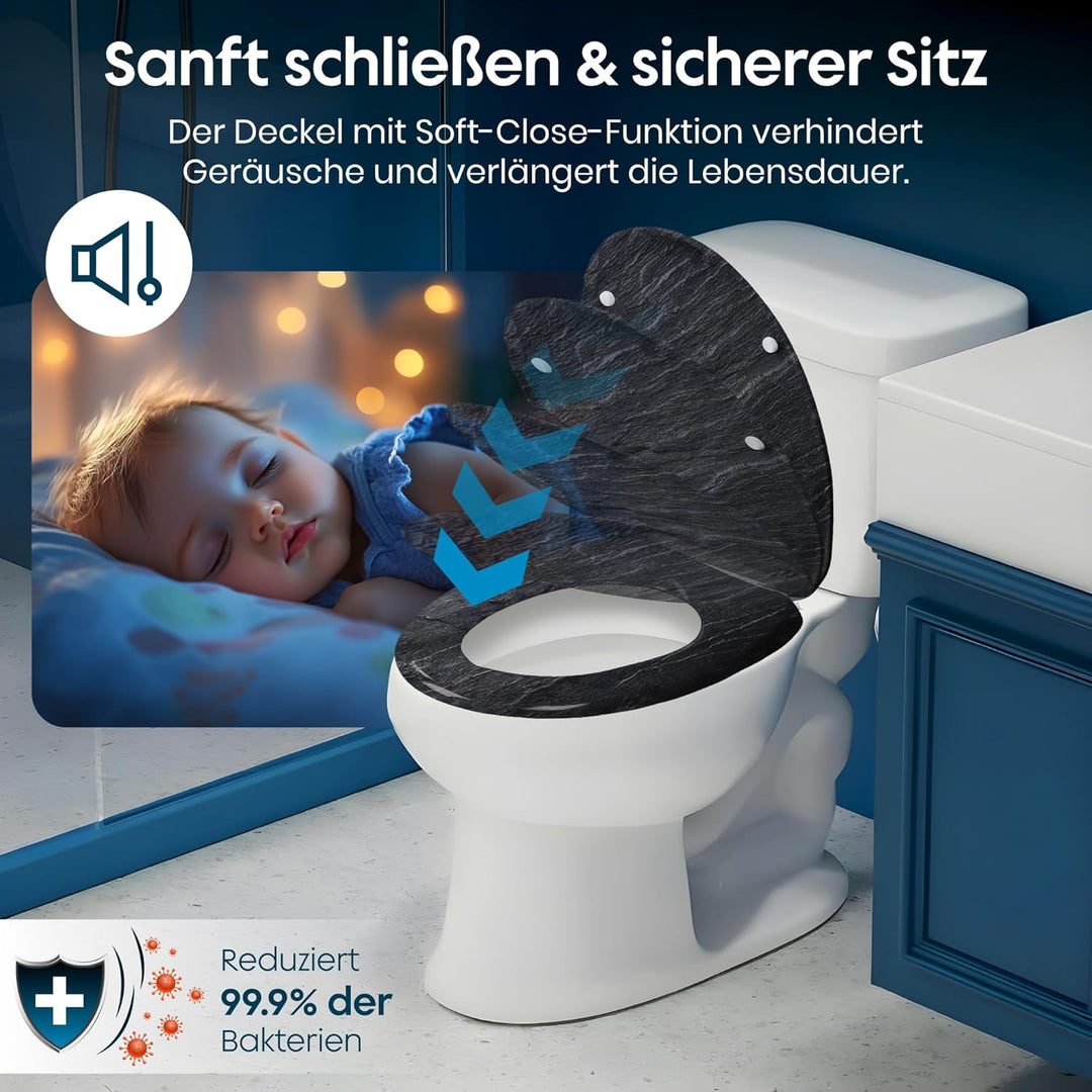 Yelcona WC-Sitz Duroplast,max. Belastung der Klobrille 150 kg Toilettensitz mit Absenkautomatik und