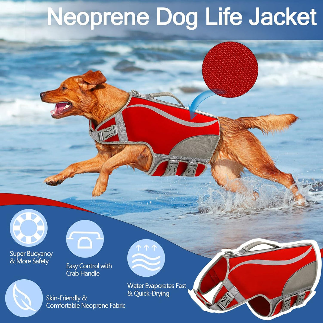 Schwimmweste für Hunde, Bequeme Neopren-Rettungswesten mit Klettverschluss & Einstellbar Rettungswes