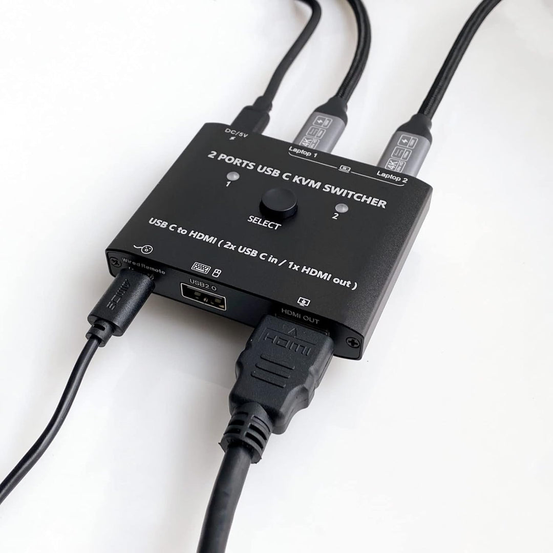 Camgeet USB C KVM Switch 2 PC 1 Monitor 4K@60Hz, Typ C KVM Switches für 2 Laptops share 1 Monitor un