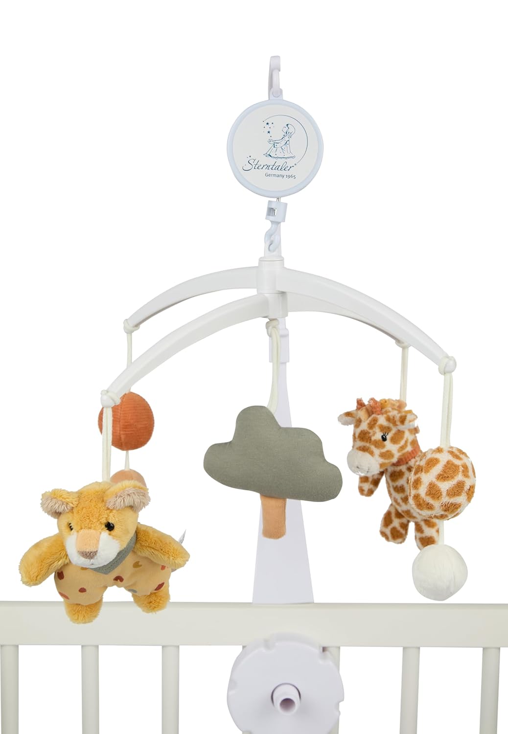 Sterntaler Mobile Giraffe & Löwe – Weicher Flausch, wattiert mit Polyesterwatte – Spieluhr mit Melod
