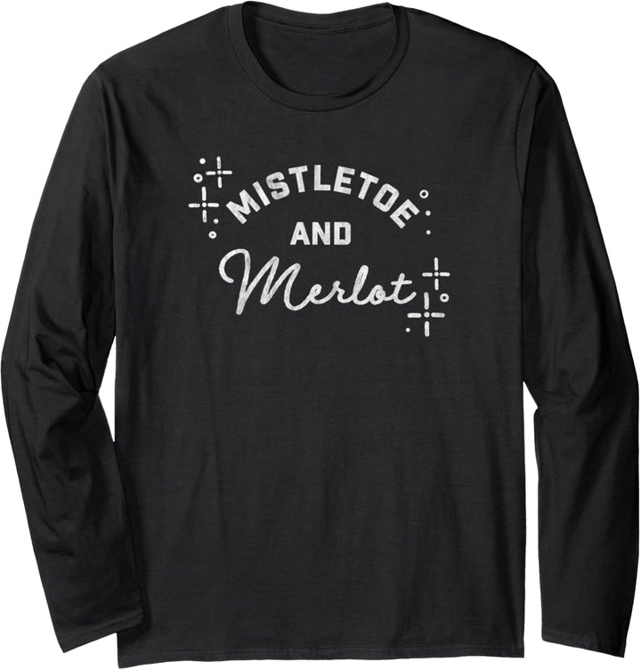 Christmas Mistletoe & Merlot Holiday Sparkle Vintage Logo Langarmshirt