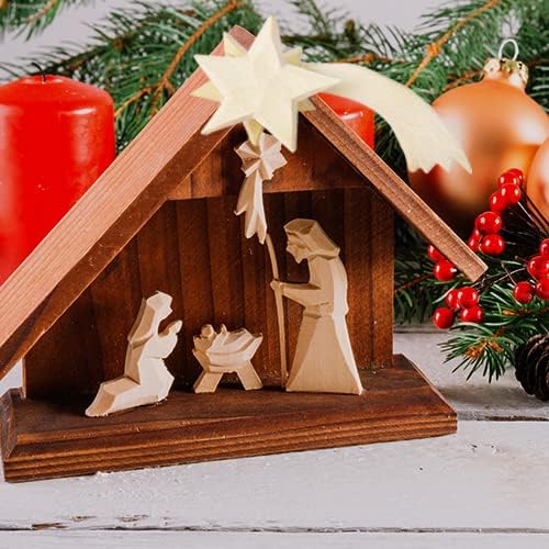 MaMeMi LEUCHTSTERN für Weihnachtskrippe/Krippen - Krippenzubehör aus Holz [HANDGEFERTIGT] elektrifiz
