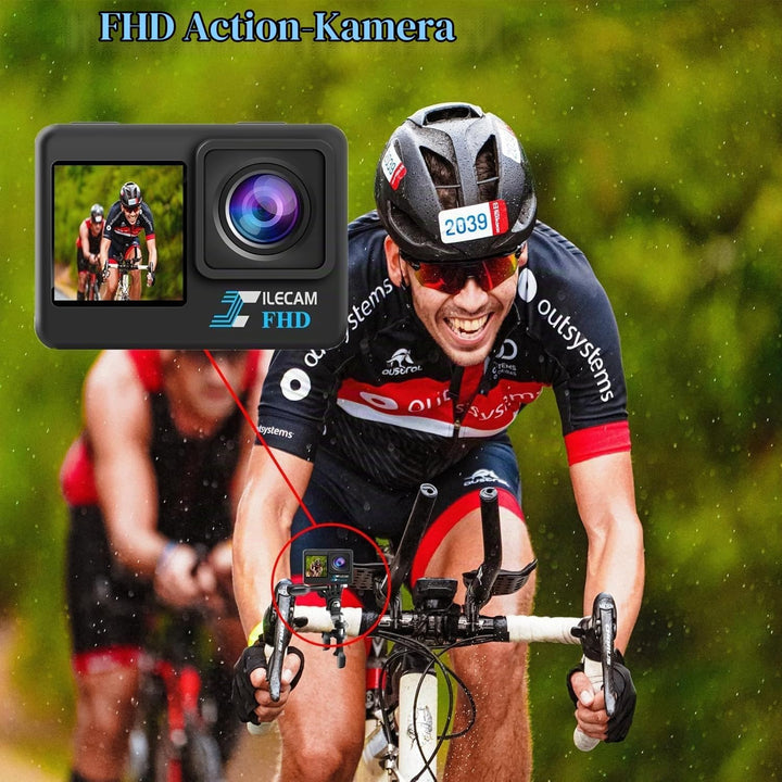 Dual Screen Action Cam 1080P 32 GB Karte wasserdichte Kamera wasserdichte Unterwasserkamera mit 2 x