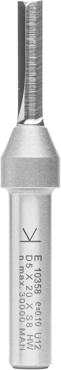 ENT 10358 Nutfräser VHW, Schaft (S) 8 mm, Durchmesser (D) 5 mm, NL 20 mm, SL 32 mm, GL 65 mm, mit Vo