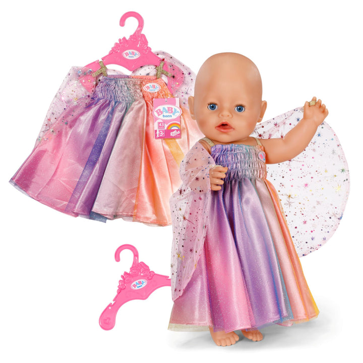 Baby Born Regenbogenkleid, Puppenkleid mit Flügeln und Glitzer für 43cm Puppen, 836132 Zapf Creation