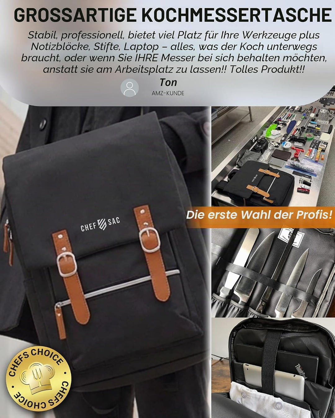 Messertasche, Vintage-Rucksack, 30 + Taschen für Messer und Küchenutensilien, Messer-Tragetasche mit