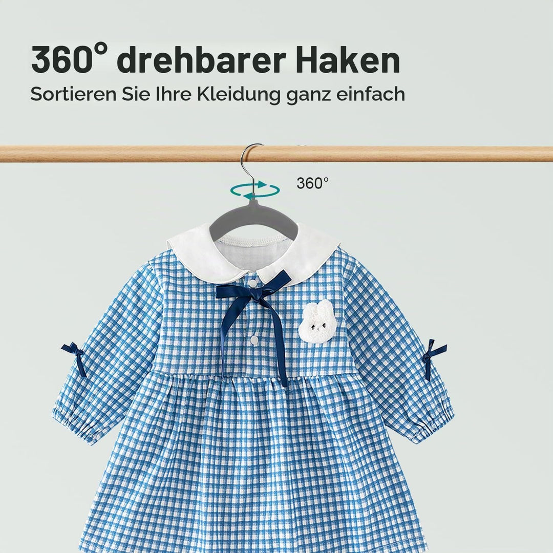 Kleiderbügel für Kinder, 35 cm Kinderkleiderbügel aus Samt, rutschfeste Kleiderbügel mit 360°-Drehha