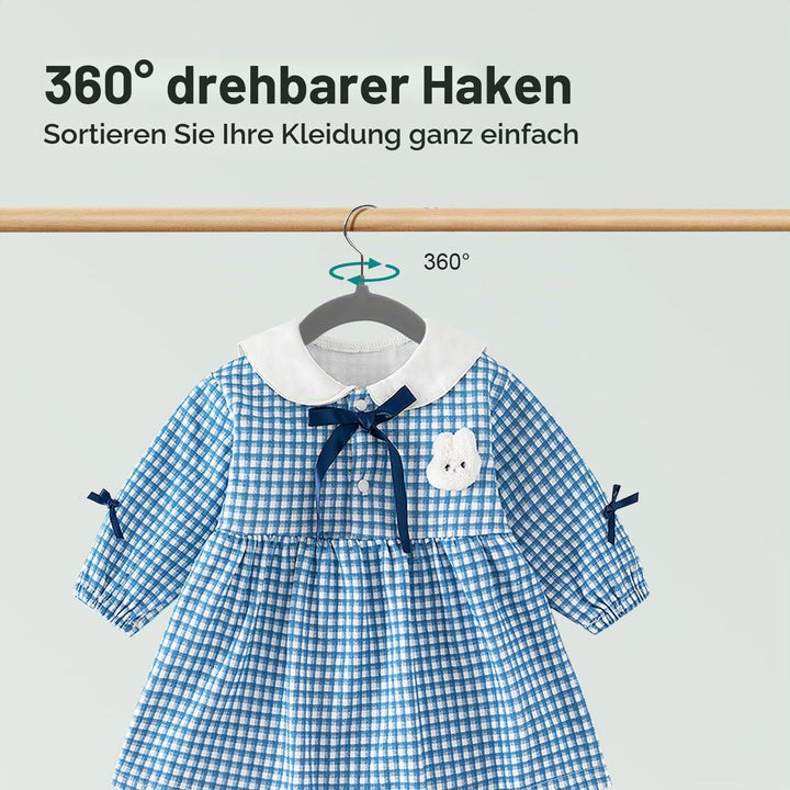 Kleiderbügel für Kinder, 35 cm Kinderkleiderbügel aus Samt, rutschfeste Kleiderbügel mit 360°-Drehha