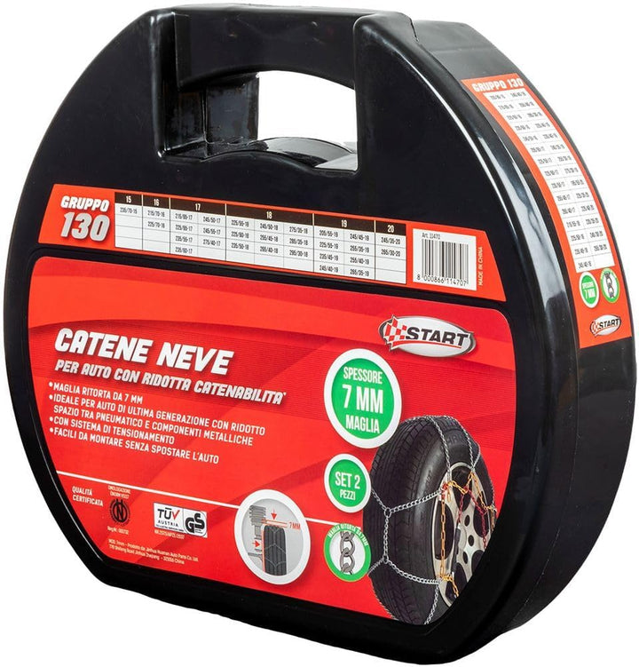 Set mit 2 Schneeketten – 7 mm – Gruppe 130 – maximale Haftung und Sicherheit mit Spannsystem