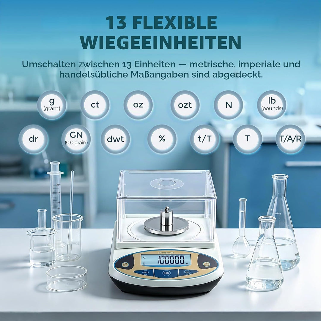 Bonvoisin 100gx0,001g Elektronische Analysenwaage Hochpräzises Laborwaage 1 mg Präzisionswaage mit W