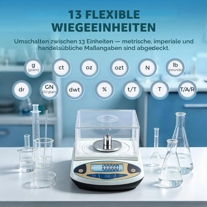 Bonvoisin 100gx0,001g Elektronische Analysenwaage Hochpräzises Laborwaage 1 mg Präzisionswaage mit W
