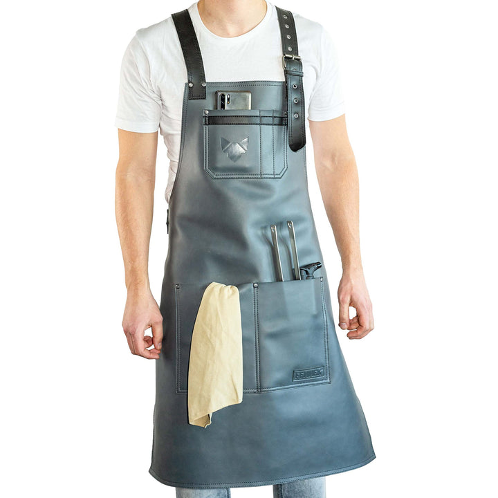 FENNEK Premium Grillschürze aus 100% Leder | | Schmutz- und wasserabweisend | Perfekt zum Grillen mi