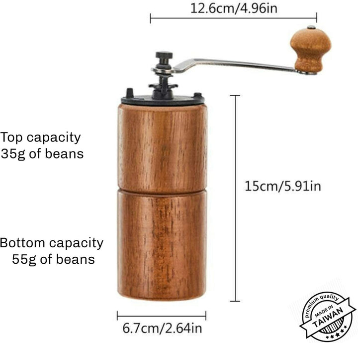 Akirakoki Manuelle Kaffeemühle aus Holz mit Gusseisen-Grat, grosse Kapazität, Handkurbel, tragbar, R