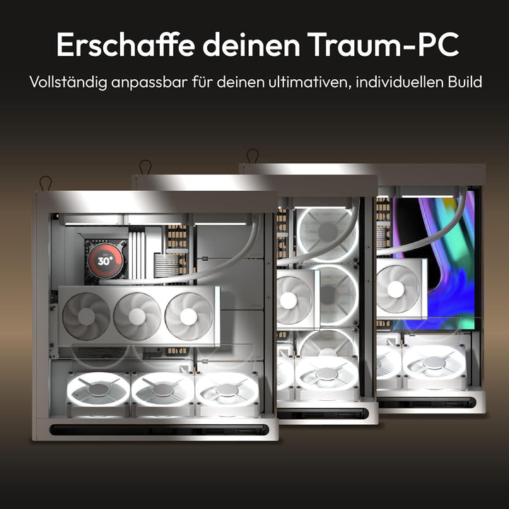 HAVN HS 420 VGPU Dual-Chamber ATX Mid Tower PC Gehäuse Weiss | PCIe 5.0 Vertical GPU Kit, 11x 140mm