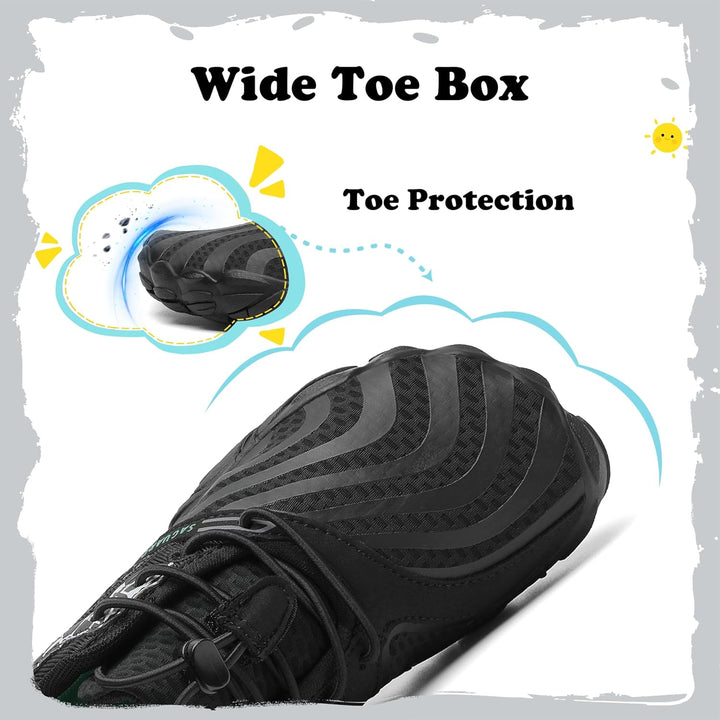 SAGUARO Jungen Mädchen Barfussschuhe Atmungsaktiv Badeschuhe für Kinder Gr.24-36 24 EU Schwarz, 24 E