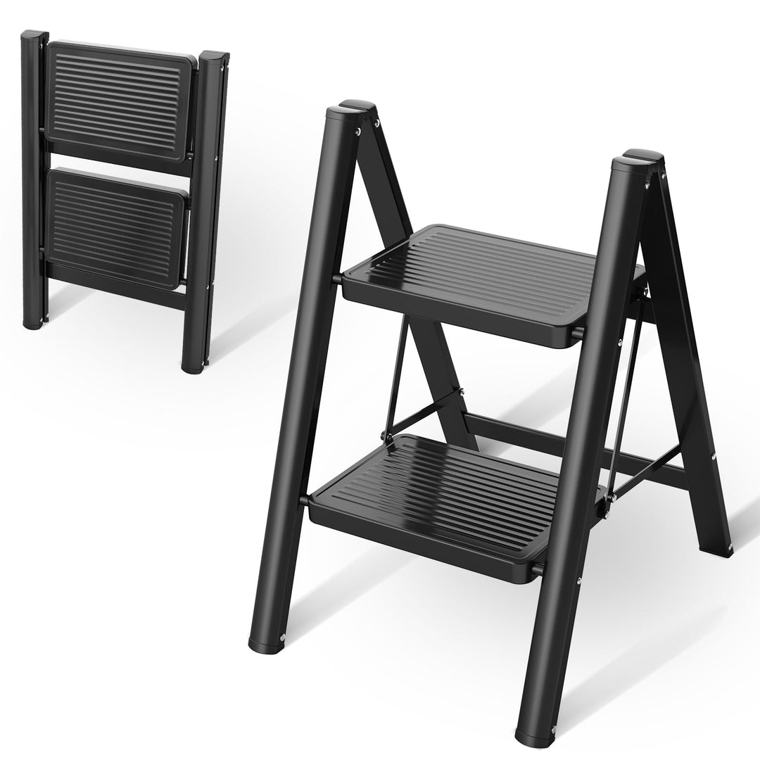 Trittleiter Klappleiter Robuster Stahlrahmen, 150 kg Tragkraft Klappbar Design mit Anti Rutsch Oberf