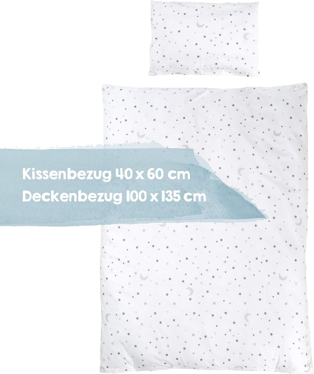 roba Kinderbettwäsche 100 x 135 cm Sternenzauber grau - Bettwäsche Set für Mädchen & Jungen - Decken