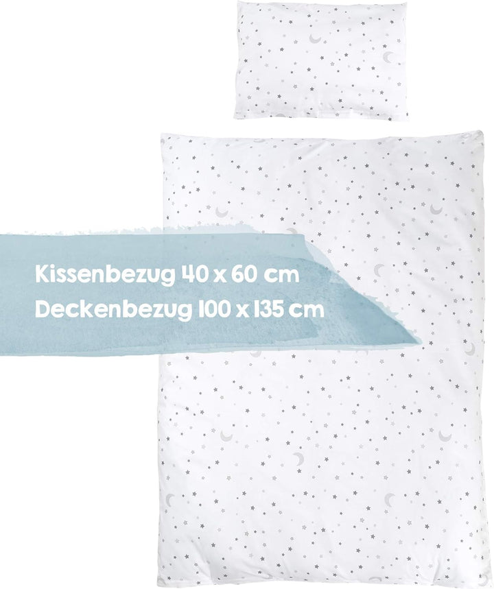 roba Kinderbettwäsche 100 x 135 cm Sternenzauber grau - Bettwäsche Set für Mädchen & Jungen - Decken