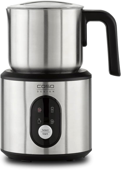 CASO Crema & Choco Inox, Milchaufschäumer für Kuhmilch und Pflanzenmilch, Kalter Milchschaum, Heisse