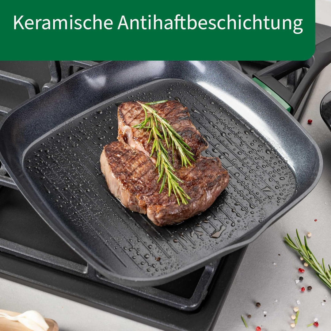 FACKELMANN Chefkoch trifft Keramik-Grillpfanne Hamburg – Hochwertige 28 cm Antihaft-Pfanne aus recyc