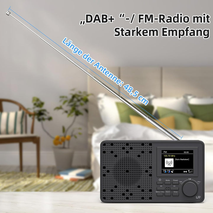 DAB Radio, LFF DAB Plus Radio, DAB Digitalradio, Digital Radio mit Bluetooth, Kleines Radio mit Netz
