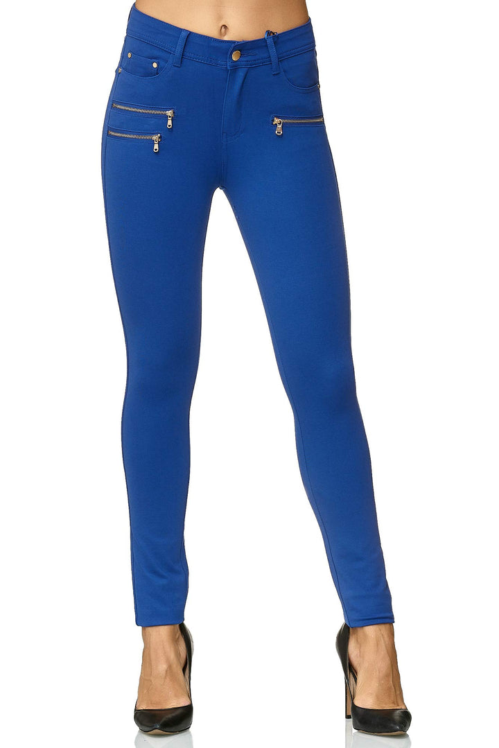 Elara Damen Stretch Hose Skinny Fit Jegging Chunkyrayan 34 Slim Blau, 34 Slim Blau