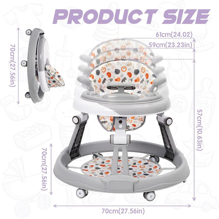 Lauflernwagen mit Lenkrad Spielset,Bodenmatte,Anti-Roll 6-Rad-Rundfahrwerk,Faltbar und 3 Höhenverste