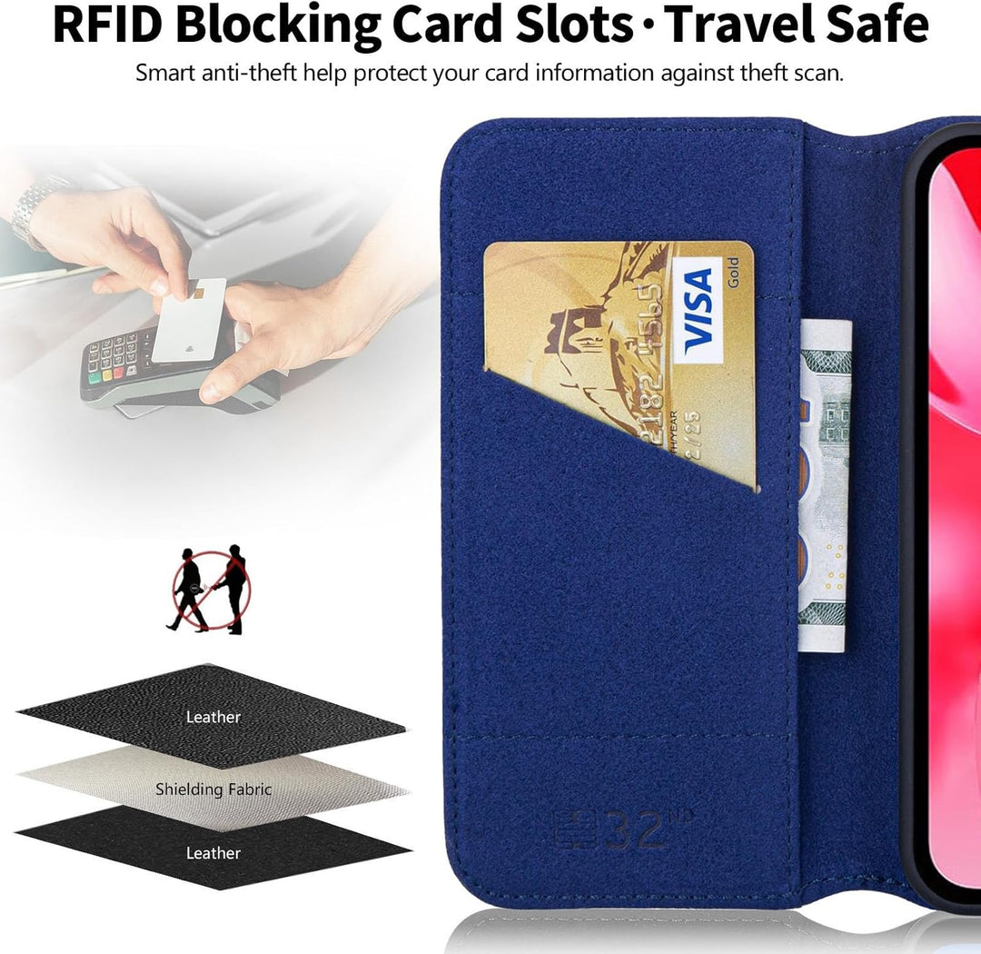 32nd Klassische Serie 2.0 - Lederhülle Case Cover für Google Pixel 9a, Echtleder Hülle Mit RFID-Bloc