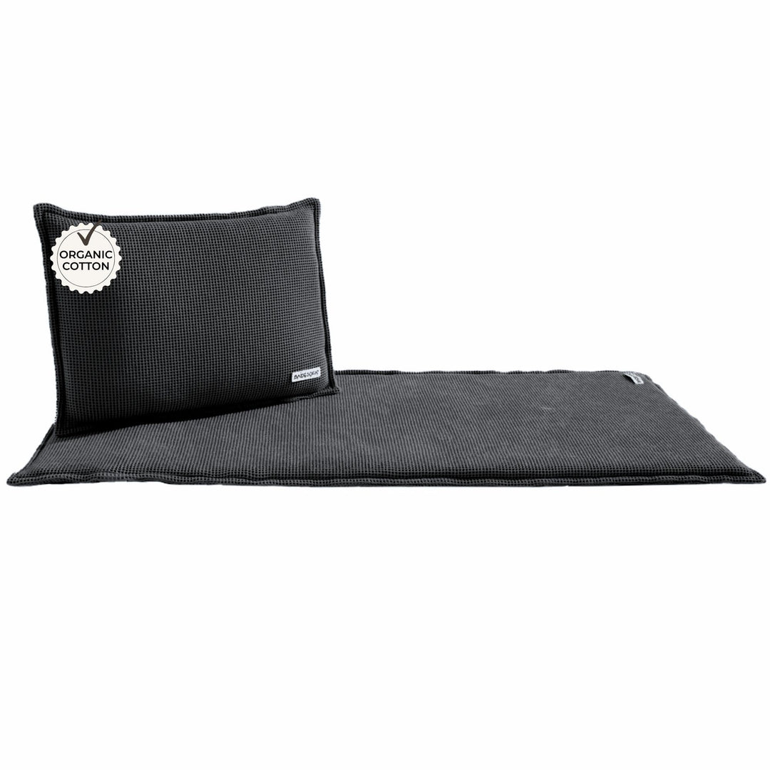 SAUNASOFA Set Short – 2-Sitzer Sauna-Auflage mit Kissen – Saunamatte für Infrarot-Kabine & klassisch