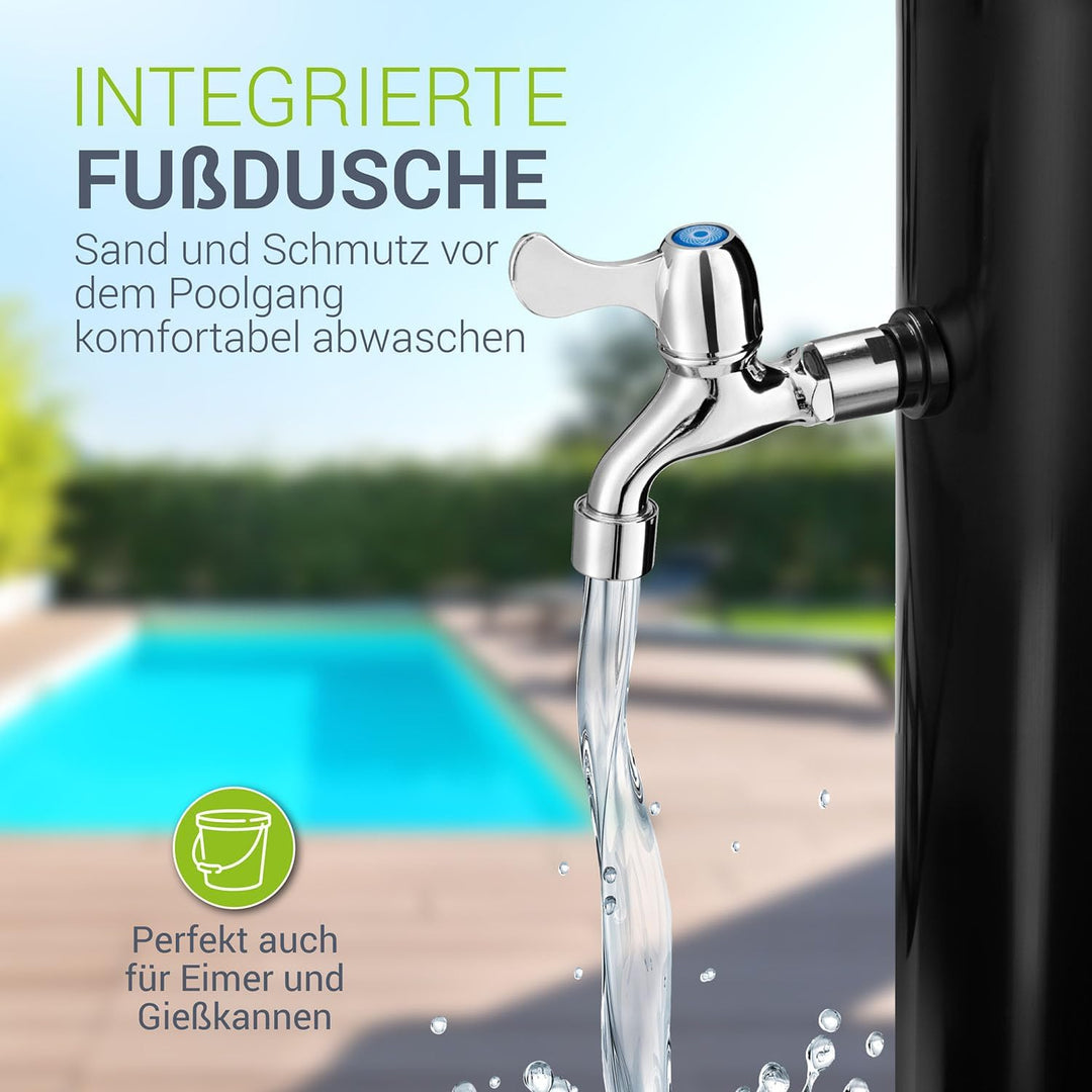 Juskys Solardusche Victoria 20/35 Liter – max. 60 °C ohne Stromanschluss – schwenkbarer Duschkopf &