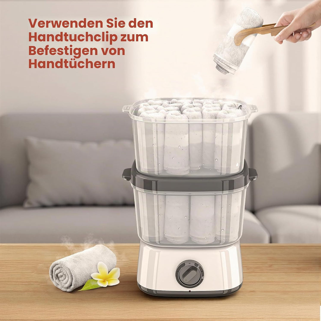 2-in-1-Handtuchwärmer 6L, grosses Fassungsvermögen, Dampfgarer für heisse Handtücher, einfache und v