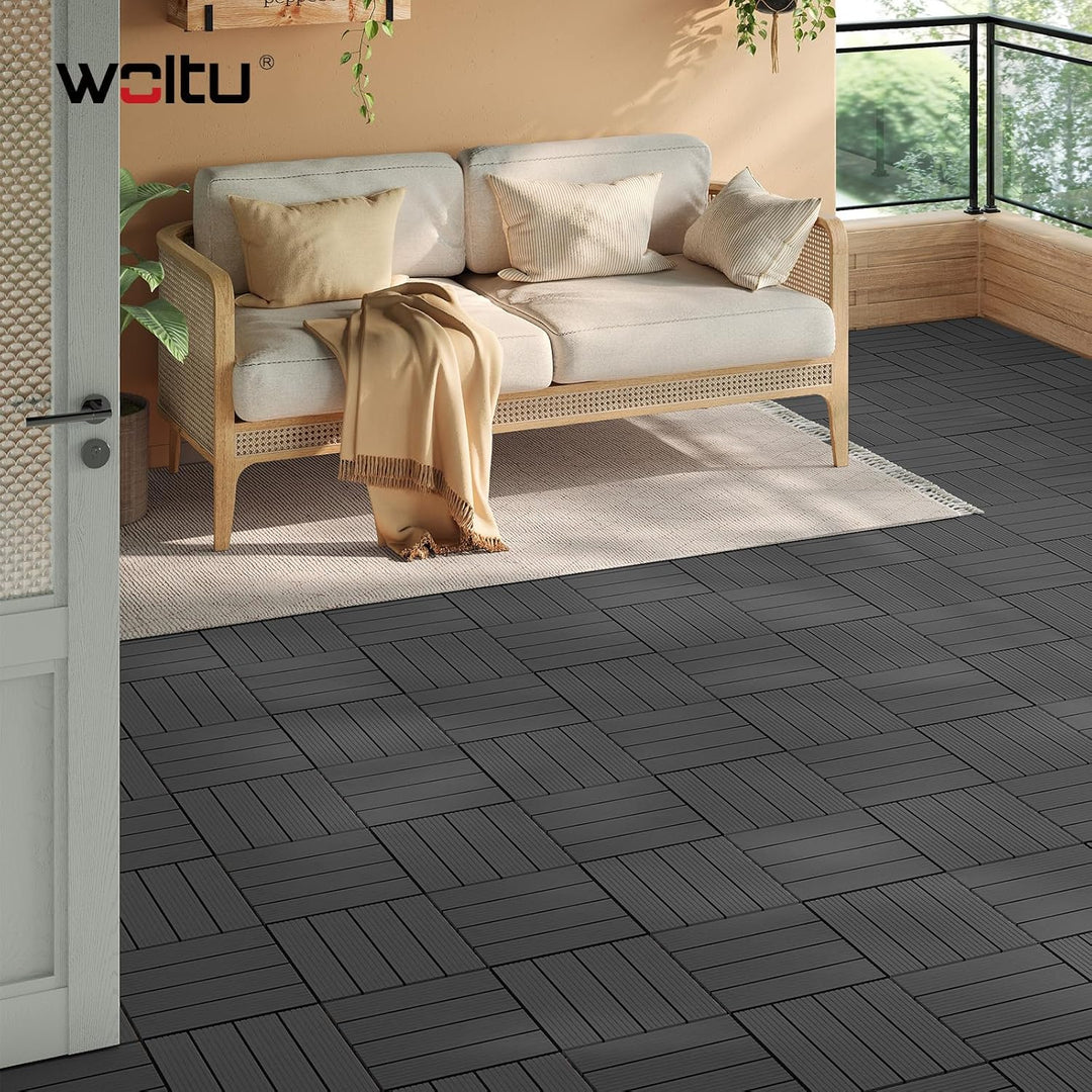WOLTU GTF001an WPC Terrassenfliesen Terrassendielen Fliese in Holzoptik Bodenbelag mit klicksystem A