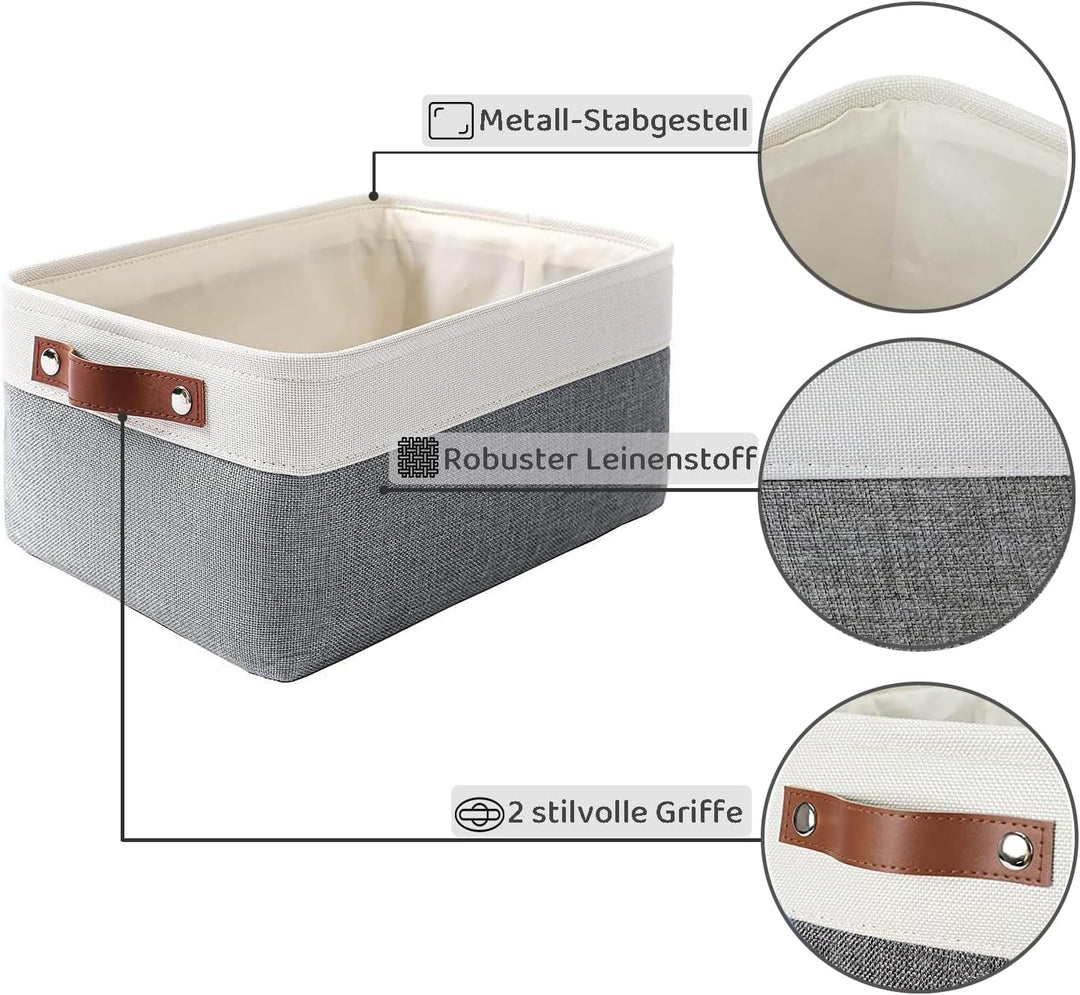 Mangata Aufbewahrungsboxen aus gewebtem Stoff, Segeltuch Organizer 3er-Set für Kleidung, Spielzeug,