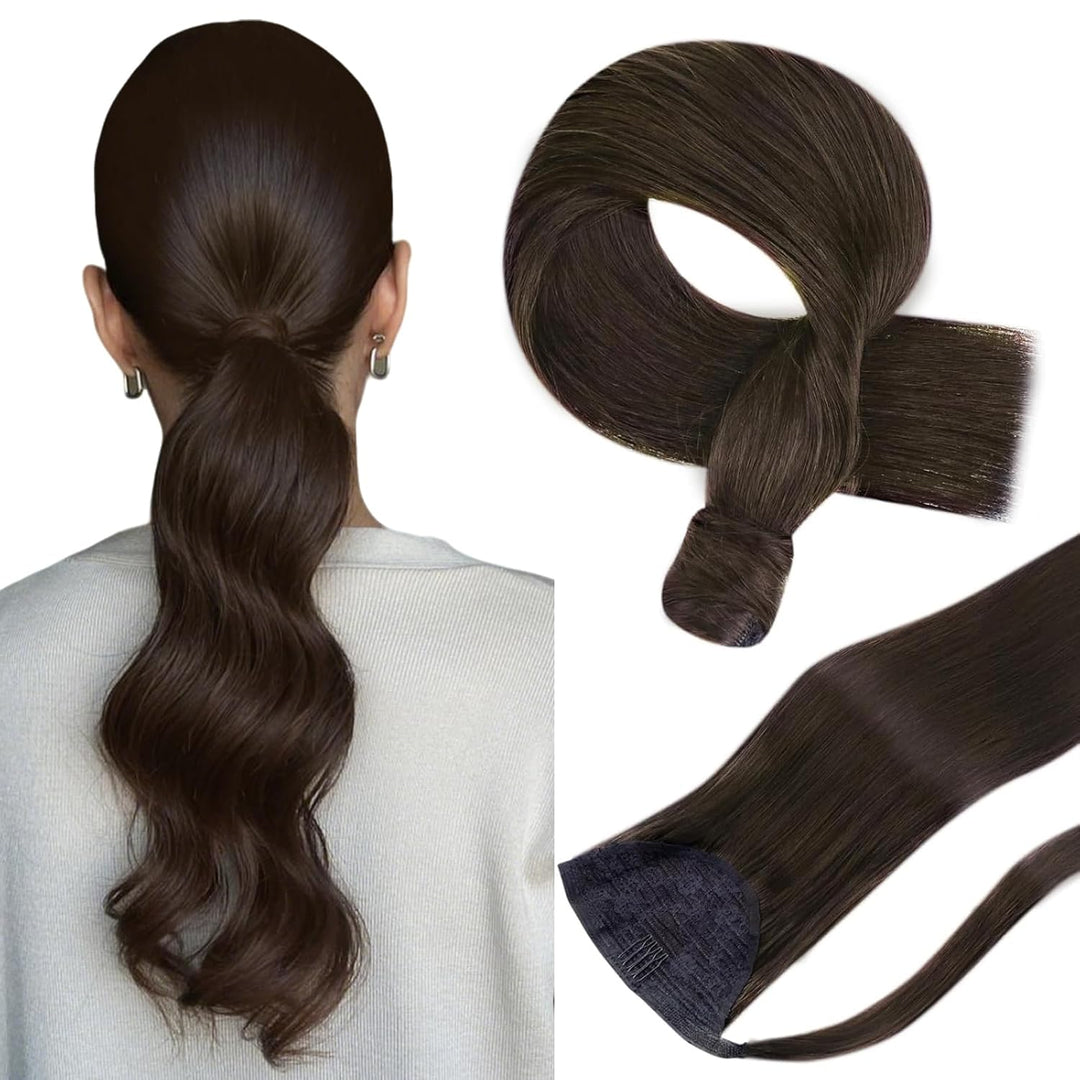 Hetto Zopf Echthaar Extensions Braun Echthaar Ponytail Extensions Remy Echthaar Pferdeschwanz Haarve