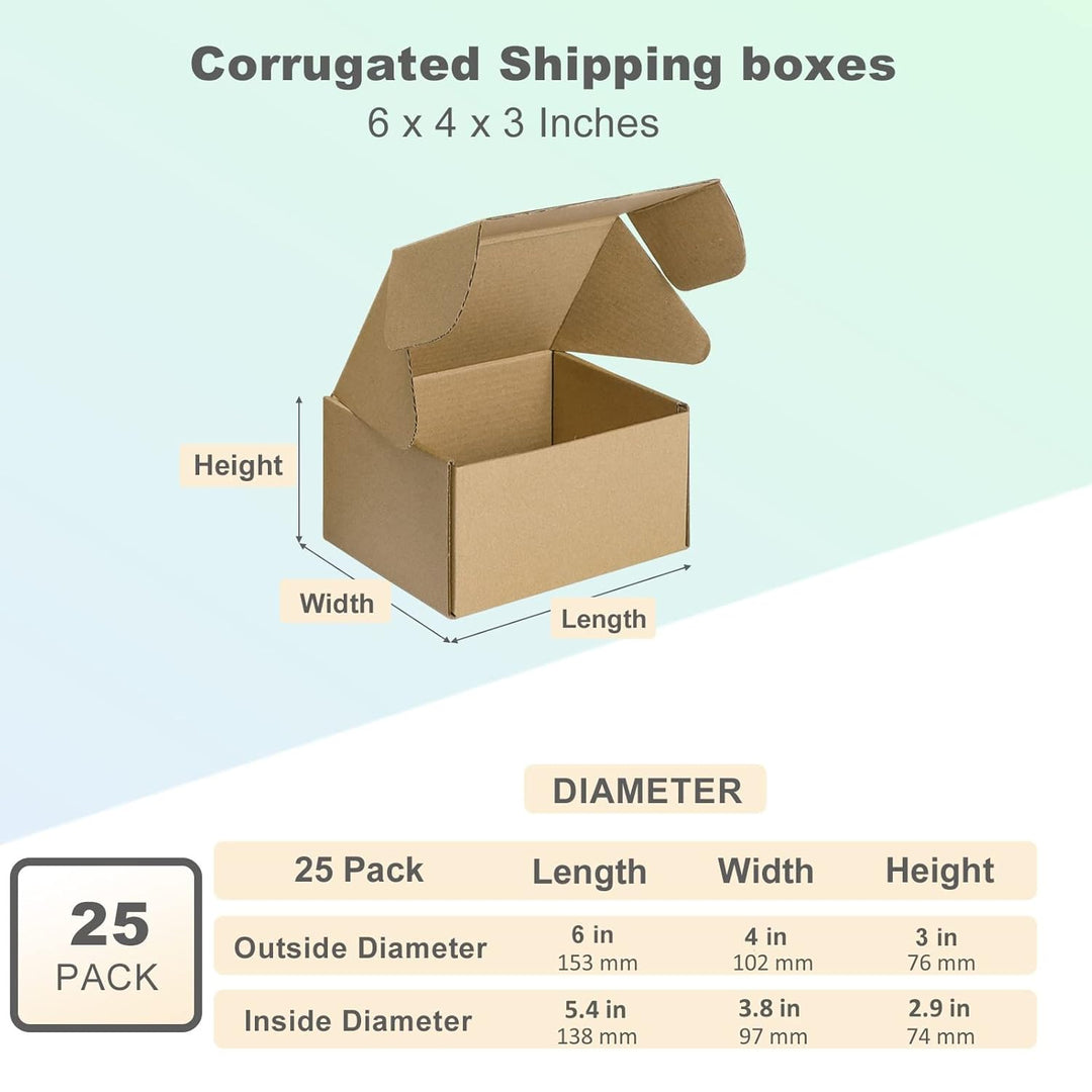 HORLIMER 25 Stück Versandkarton Klein Karton Box, 15,3x10,2x7,6 cm Verpackungskartons aus Wellpappe