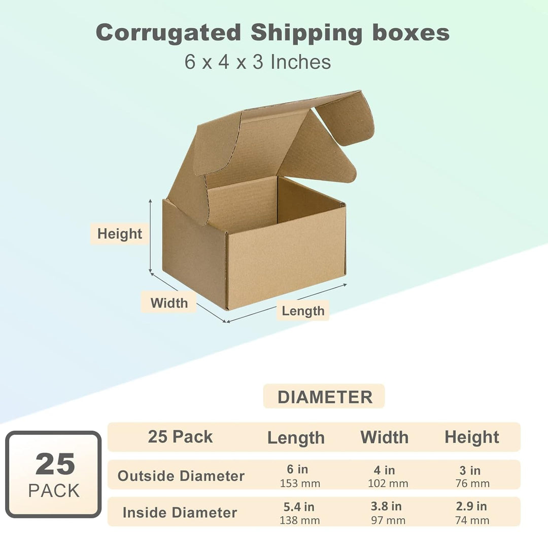 HORLIMER 25 Stück Versandkarton Klein Karton Box, 15,3x10,2x7,6 cm Verpackungskartons aus Wellpappe