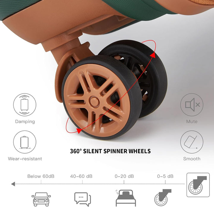 Kono Reisegepäck Set Leichter ABS-Hartschalen-Trolley mit 4 Spinnrollen und TSA-Zahlenschloss Grün /