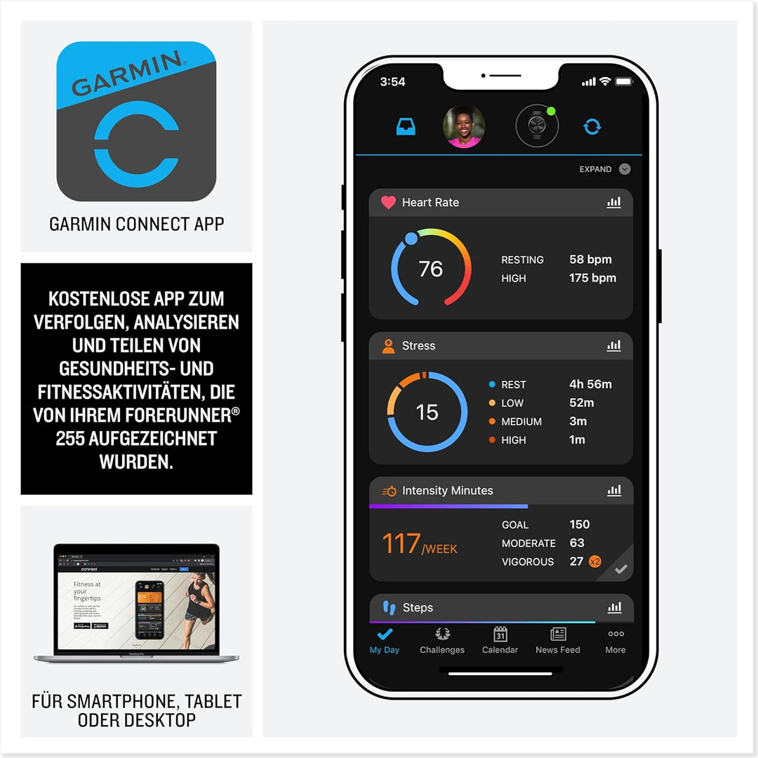 Garmin Forerunner 255 – GPS-Laufuhr mit individuellen Trainingsplänen, speziellen Lauffunktionen und