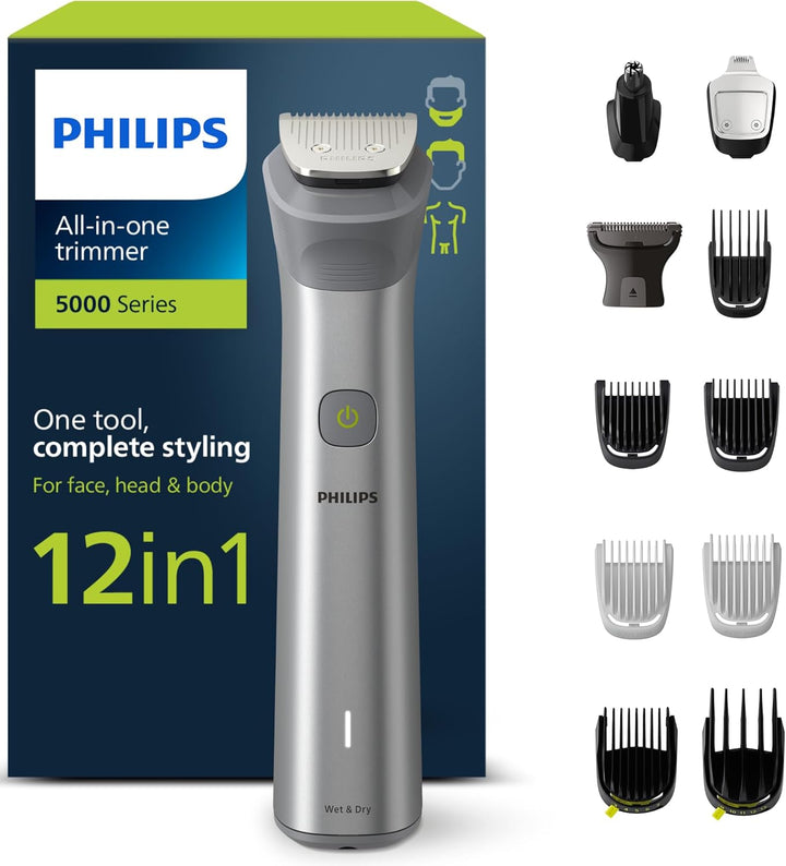 Philips Multigroom Series 5000, All-in-One-Trimmer, 12-in-1 Barttrimmer und Haarschneider für Gesich