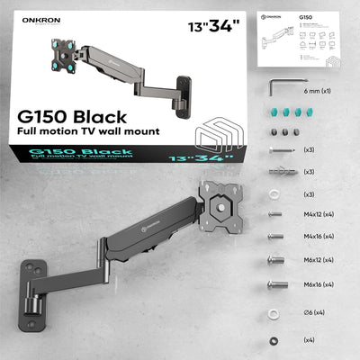 ONKRON Monitor Halterung, Wandhalterung drehbar, schwenkbar, neigbar für 13-34 Zoll Bildschirme, VES