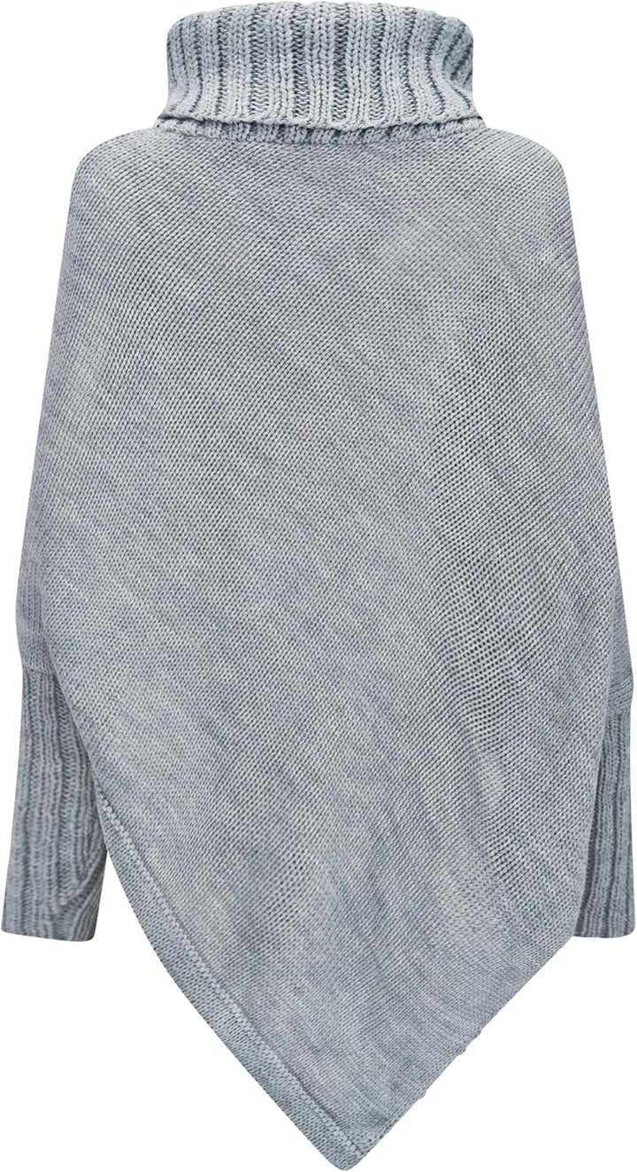 Mississhop Poncho Strick Sweatshirt Pullover Umhang Überwurf Einheitsgrösse Grau, Einheitsgrösse Gra