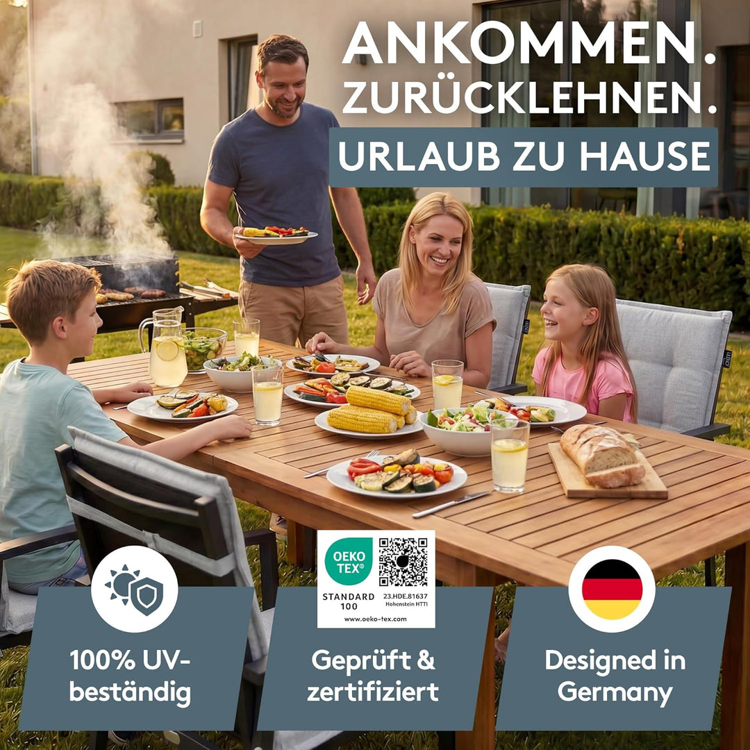 LILENO HOME Gartenstuhl Auflagen als [2er Set - Niedriglehner] in Silber Y - Bequeme Liegen als Sitz