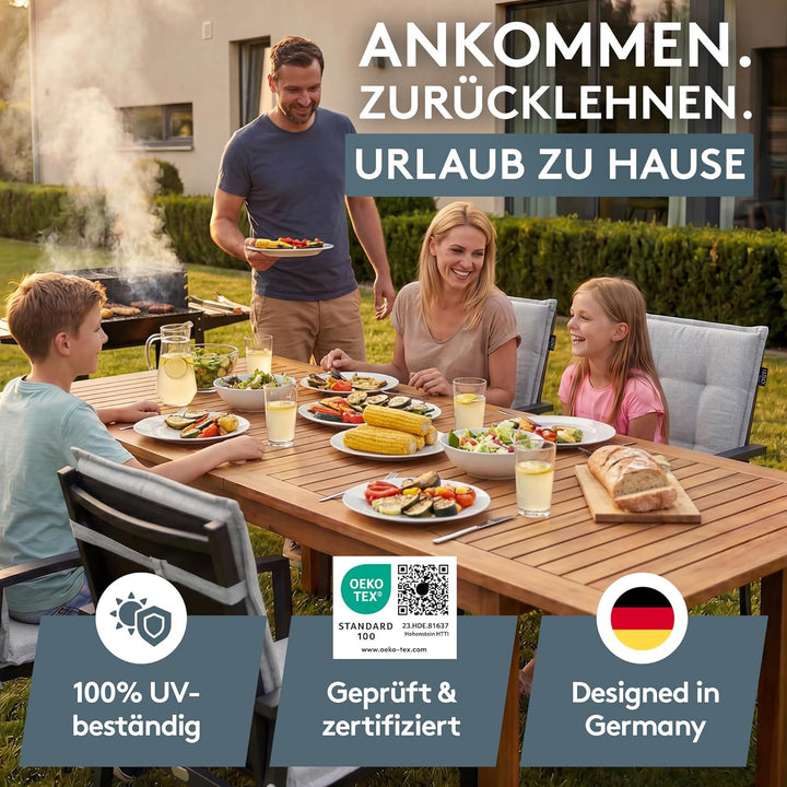 LILENO HOME Gartenstuhl Auflagen als [2er Set - Niedriglehner] in Silber Y - Bequeme Liegen als Sitz