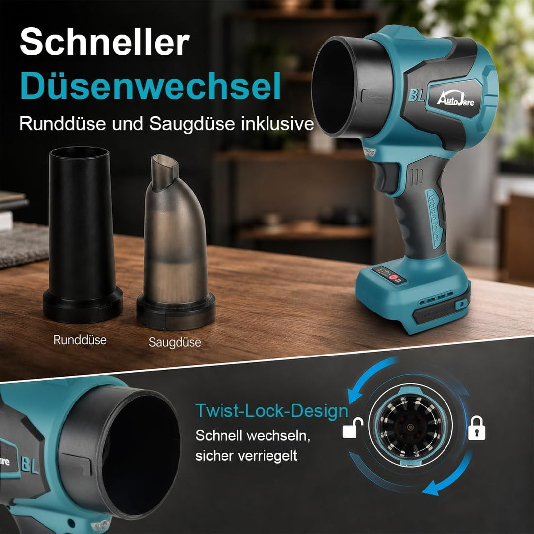 2-in-1 Akku Gebläse und Sauger kompatibel Makita 18V, ohne Akku | Bürstenloser Motor, 50.000 U/min,