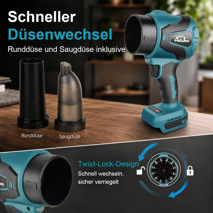 2-in-1 Akku Gebläse und Sauger kompatibel Makita 18V, ohne Akku | Bürstenloser Motor, 50.000 U/min,
