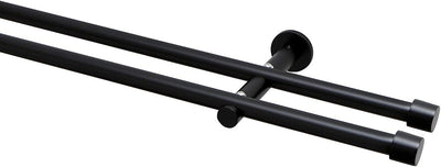 Garduna Gardinenstange Ø 16mm 2-Lauf Schwarz Metall, 320cm (2x160cm) 320cm (2x160cm)… 2-lauf Schwarz