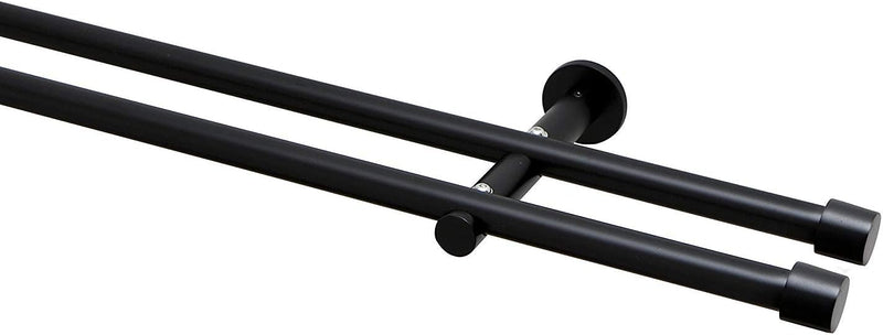 Garduna Gardinenstange Ø 16mm 2-Lauf Schwarz Metall, 320cm (2x160cm) 320cm (2x160cm)… 2-lauf Schwarz
