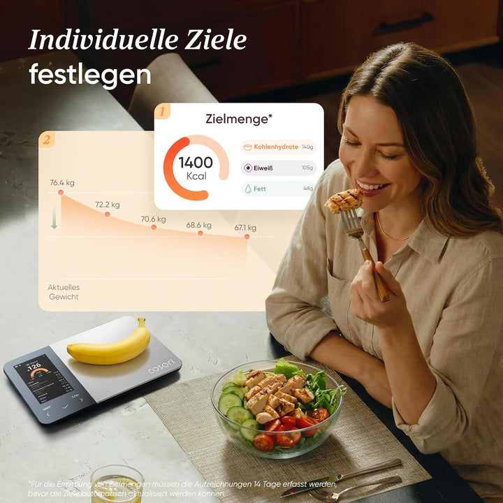 Cosori Küchenwaage digital Ernährungswaage-App,Offline-Modus,USB aufladbar Dunkelgrau, Dunkelgrau