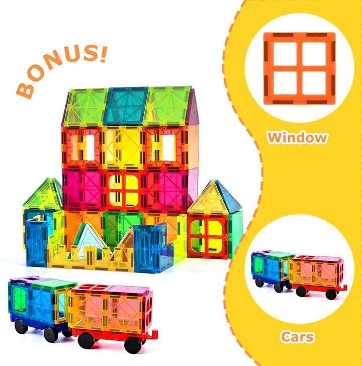 cossy Magnetische Bausteine 120 Teile,Magnetspiel für Kinder,Magnetbausteine für Jungen und Mädchen,