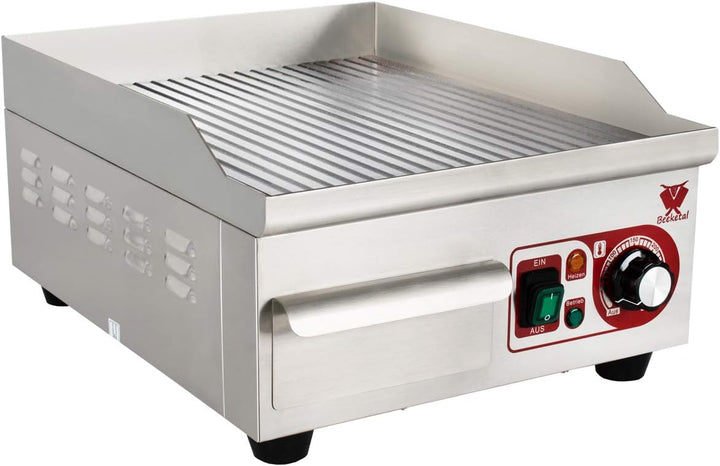 Beeketal 'BHGP-3' Profi Gastro Gusseisen Grillplatte elektrisch mit ca. 385 x 355 mm Grillfläche (ge